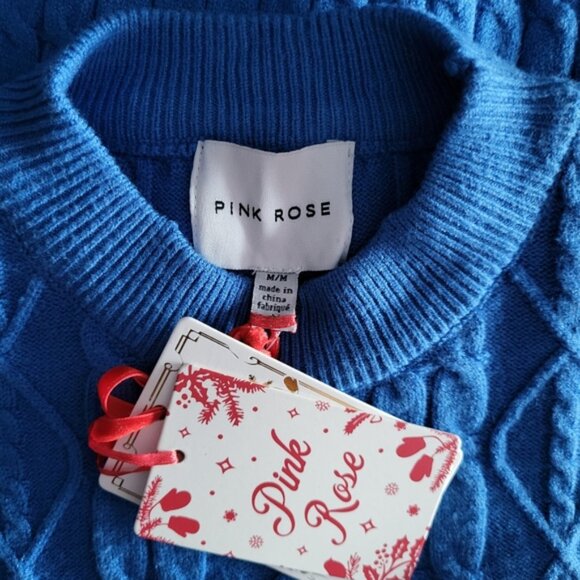 Cable Knit Passion Blue Pantsuit Loungewear Sweater Set Sz M - Picture 7 of 9